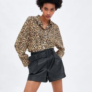 NWT, ZARA Animal Print Cropped Blouse